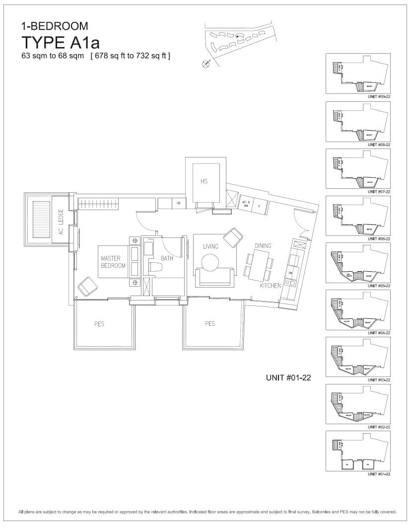 Corals at Keppel Bay 1 Bedroom Floor Plan 1