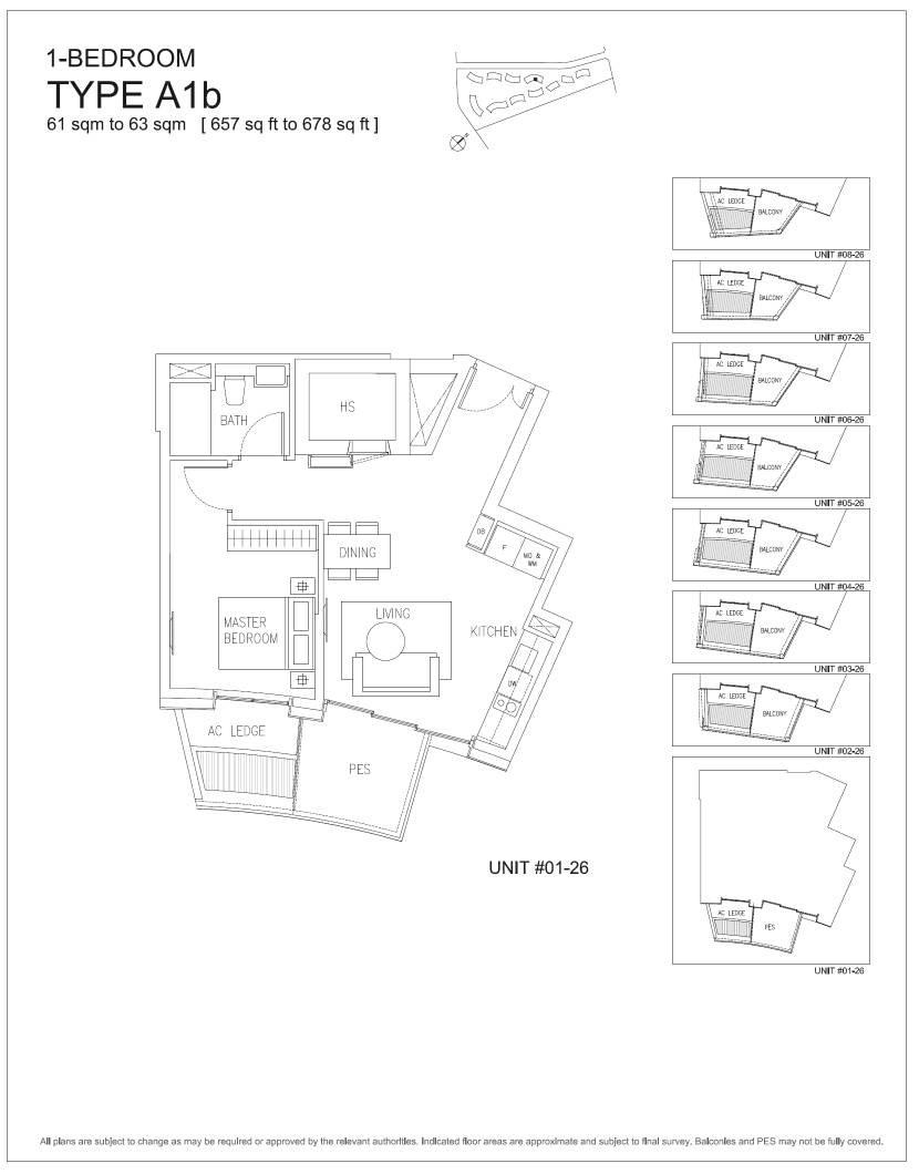 Corals at Keppel Bay 1 Bedroom Floor Plan 2