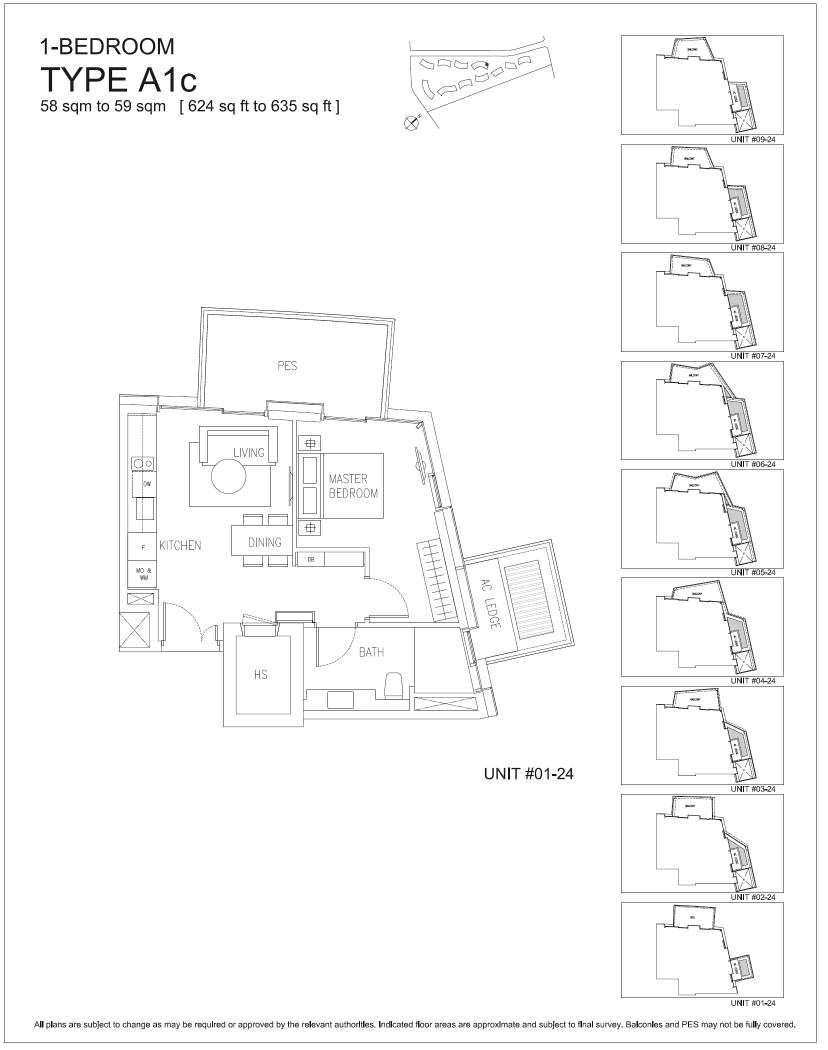 Corals at Keppel Bay 1 Bedroom Floor Plan 3